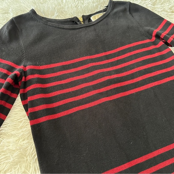 Michael Kors Black Red Striped Knit Sheath Dress Size L - Picture 11 of 14